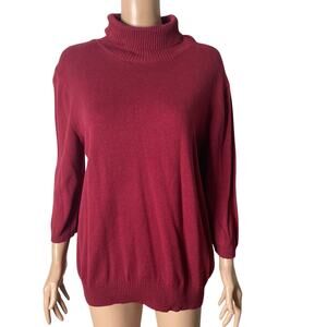 Vintage National Turtleneck Sweater Womens Medium Burgundy